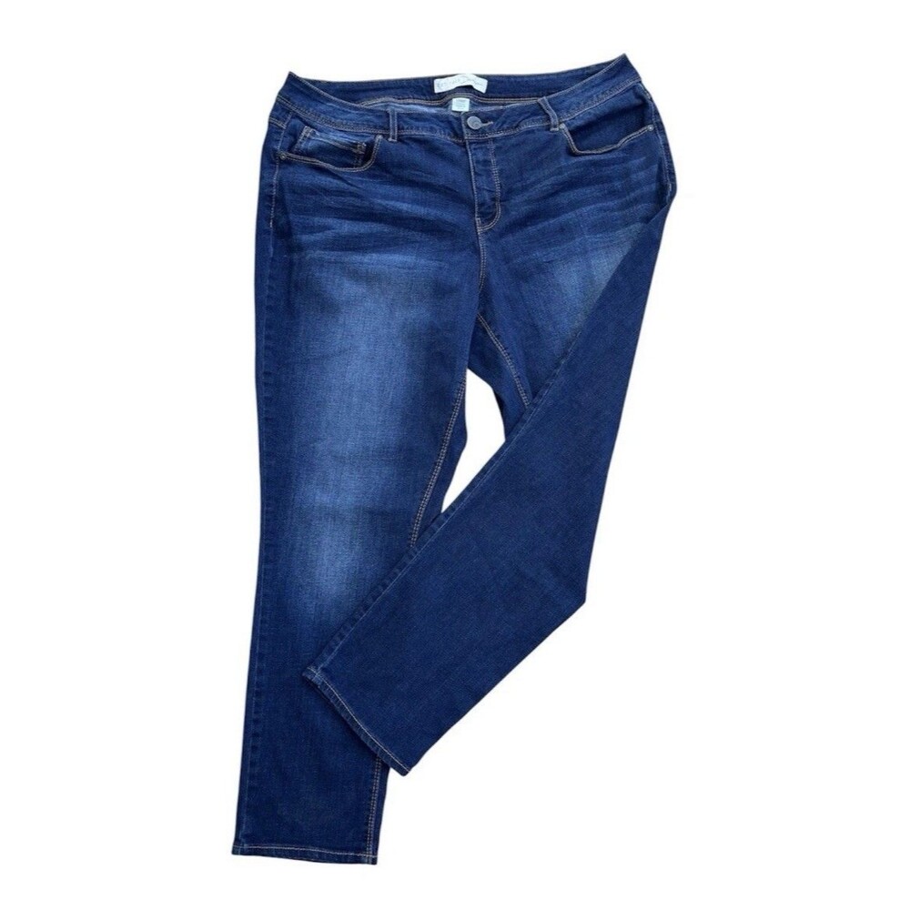 EST. 1946 Denim Plus Mid Rise Straight Leg Blue Jeans Womens 18WP Stretch